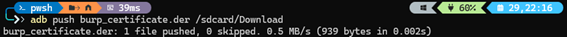 Pushing Burp certificate to AVD