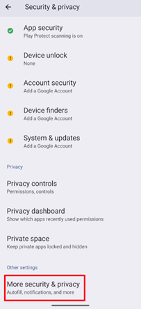 More security & privacy settings