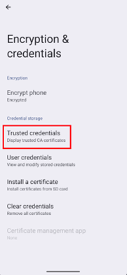 Go to Trusted credentials