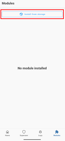 Install from storage option