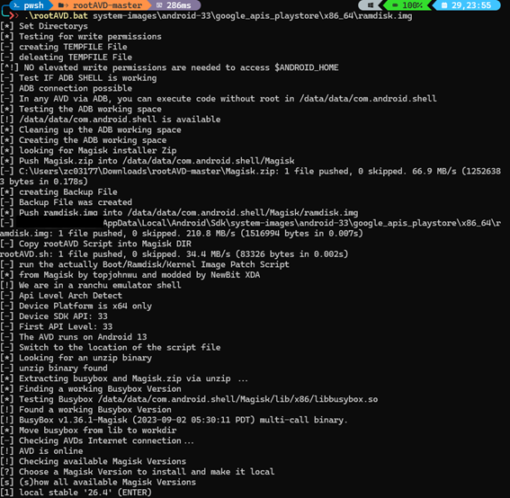 Magisk installation progress